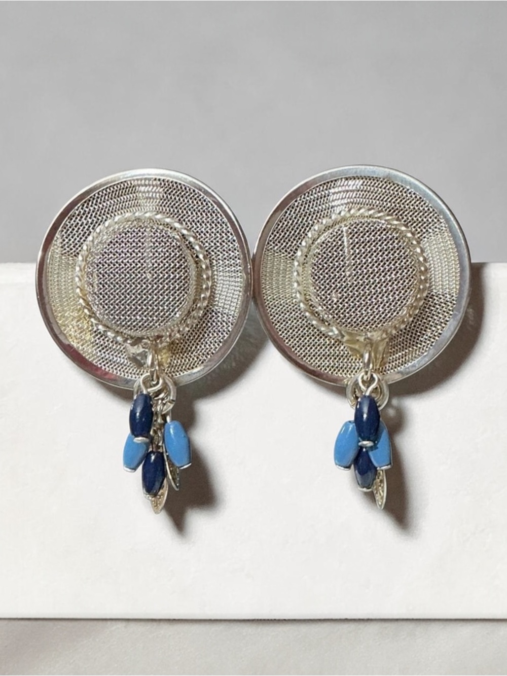 Western Cowboy Straw Hat Braided Silver Tone Clip-on Earings